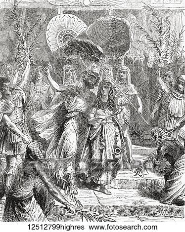Stock Photograph - The marriage of Masinissa and Sophonisba. Masinissa or Masensen, c. 238 148 BC, also spelled Massinissa and Massena. First King of Numidia. Sophonisba also spelled Sophonisbe, Sophoniba. Carthaginian noblewoman. From Ward and Lock's Illustrated.... Fotosearch