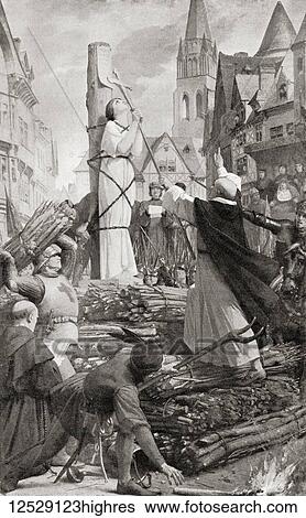 Stock Photograph - The martydom of Joan of Arc. Joan of Arc, c. 1412 -1431, aka The Maid of Orlans. Heroine of France for her role during the Lancastrian phase of the Hundred Years' War and canonized as a Roman Catholic saint. From Hutchinson's History of the Nations,.... Fotosearch