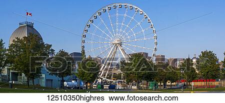 Stock Photograph - The Montreal Observation Wheel in the Old Port of Montreal; Montreal, Quebec, Canada. Fotosearch