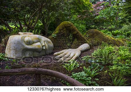 Stock Photograph - The Moss Lady In Beacon Hill, Created By Gardener Dale Doebert; Victoria, British Columbia, Canada. Fotosearch