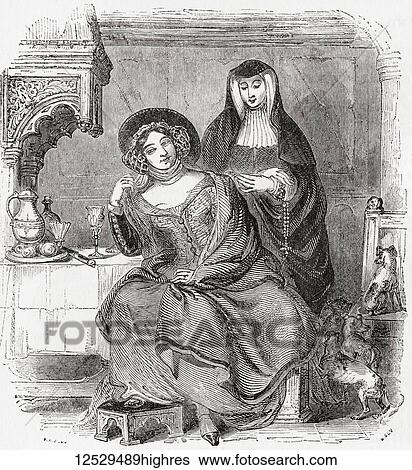 The Prioress and the Wife of Bath. From Old England: A Pictorial Museum, published 1847. View Large Photo Image Stock Photograph - The Prioress and the Wife of Bath. From Old England: A Pictorial Museum, published 1847.. Fotosearch