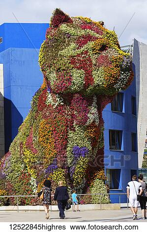 The Puppy, a floral sculpture by Jeff Koons, Guggenheim Museum; Bilbao, Vizcaya, Pais Vasco, Spain View Large Photo Image Stock Photograph - The Puppy, a floral sculpture by Jeff Koons, Guggenheim Museum; Bilbao, Vizcaya, Pais Vasco, Spain. Fotosearch