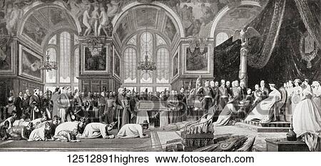 Stock Photograph - The Reception of Siamese Ambassadors by Emperor Napoleon III at the Palace of Fontainebleau, 27 June 1861. Louis-Napolon Bonaparte, 1808 - 1873. President of the French Second Republic and as Napoleon III, ruler of the Second French Empire. From.... Fotosearch