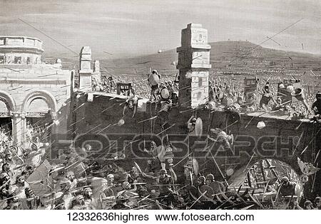 Stock Photograph - The Siege of Jerusalem, AD70, during the First JewishRoman War. From Hutchinson's History of the Nations, published 1915.. Fotosearch
