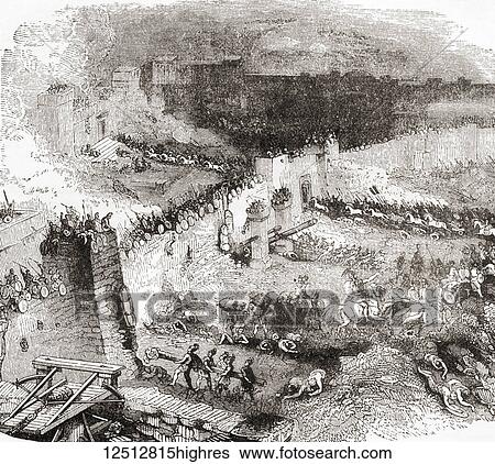 Stock Photograph - The Siege of Jerusalem by the Romans, 70 AD during the First JewishRoman War. From Ward and Lock's Illustrated History of the World, published c. 1882.. Fotosearch