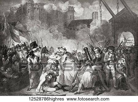 Stock Photograph - The Storming of the Bastille, Paris, France, 14 July 1789. From Hutchinson's History of the Nations, published 1915.. Fotosearch
