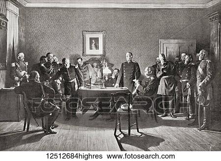 Stock Photograph - The surrender of Napoleon III to the Prussians after the Battle of Sedan during the Franco-Prussian War aka Franco-German War in 1870. Louis-Napolon Bonaparte, 1808 1873. The only president (184852) of the French Second Republic and, as Napoleon.... Fotosearch