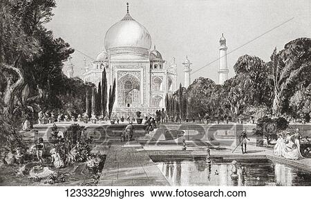 Stock Photograph - The Taj-Mahal at Agra, India as it appeared in 1864. From Hutchinson's History of the Nations, published 1915.. Fotosearch