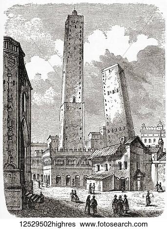The Two Towers at Bologna, Italy. From Ward and Lock's Illustrated History of the World, published c. 1882. View Large Photo Image Stock Photograph - The Two Towers at Bologna, Italy. From Ward and Lock's Illustrated History of the World, published c. 1882.. Fotosearch
