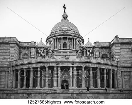 Stock Photograph - The Victoria Memorial, dedicated to the memory of Queen Victoria; Kolkata, West Bengal, India. Fotosearch
