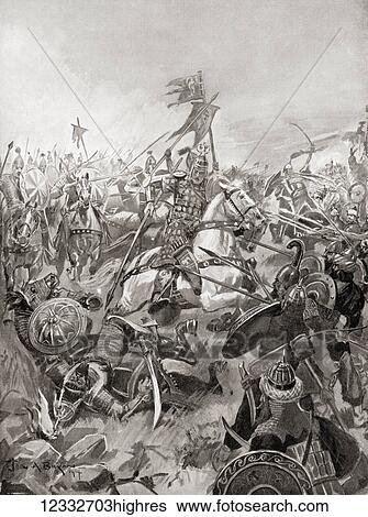 Stock Photograph - The victory of Heraclius at The Battle of Nineveh, the climactic battle of the Byzantine-Sassanid War of 602628. From Hutchinson's History of the Nations, published 1915.. Fotosearch
