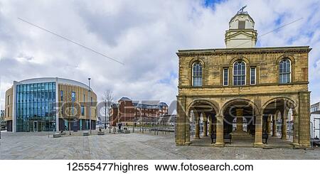 Stock Photograph - The Word, National Centre for the Written Word and the old Town Hall; South Shields, Tyne and Wear, England. Fotosearch