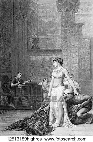 Stock Photograph - The Works of Shakspere (Imperial Edition) edited by Charles Knight. An etched drawing Published by Virtue & Co Ltd 1870. William Shakespeare. Cleaopatra and Caesar from Anthony and Cleaopatra. Fotosearch