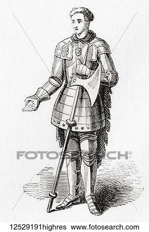 Stock Photograph - Thomas Montagu, 4th Earl of Salisbury, 6th and 3rd Baron Montagu, 5th Baron Monthermer, and Count of Perche, 1388 1428. English nobleman and commander during the Hundred Years' War. From Old England: A Pictorial Museum, published 1847.. Fotosearch
