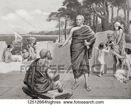 Stock Photograph - Thucydides in exile. Blamed for the loss of Amphipolis he was sent into exile in 423 BC. Thucydides, c.?460 c.?400 BC. Athenian historian and general. From Hutchinson's History of the Nations, published 1915.. Fotosearch