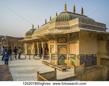 Stock Photograph - Tourists at Amer Fort; Jaipur, Rajasthan, India. Fotosearch