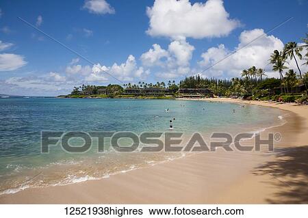 Stock Photograph - Tranquil Napili Bay; Napili, Maui, Hawaii, United States of America. Fotosearch