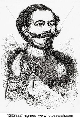 Stock Photograph - Victor Emmanuel II, 1820-1878. King of Sardinia-Piedmont who became the first King of a united Italy. From Ward and Lock's Illustrated History of the World, published c. 1882.. Fotosearch
