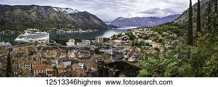 Stock Photograph - View from Kotor Fortress; Kotor, Monte. Fotosearch