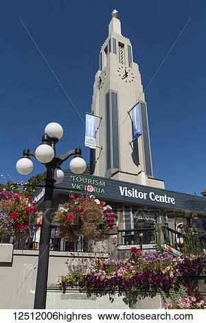 Visitor Centre and clock tower at the Inner Harbour in Victoria, Vancouver Island; Victoria, British Columbia, Canada View Large Photo Image Stock Photograph - Visitor Centre and clock tower at the Inner Harbour in Victoria, Vancouver Island; Victoria, British Columbia, Canada. Fotosearch