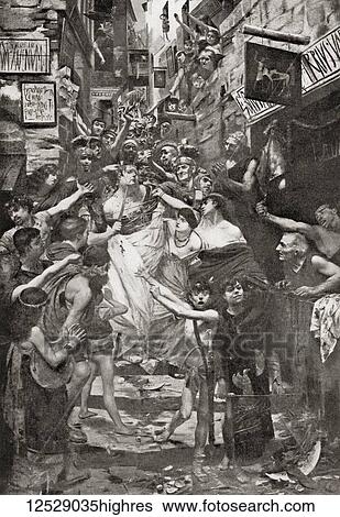 Vitellius dragged through the streets of Rome, thrown down the Gemonian Stairs and murdered by the populace, after the painting by Georges Rochegrosse (1883). Vitellius, AD 15 69. Roman Emperor. From Hutchinson's History of the Nations, published... View Large Photo Image Stock Photograph - Vitellius dragged through the streets of Rome, thrown down the Gemonian Stairs and murdered by the populace, after the painting by Georges Rochegrosse (1883). Vitellius, AD 15 69. Roman Emperor. From Hutchinson's History of the Nations, published.... Fotosearch