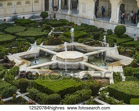 Water fountains in Amer Fort; Jaipur, Rajasthan, India View Large Photo Image Stock Photograph - Water fountains in Amer Fort; Jaipur, Rajasthan, India. Fotosearch