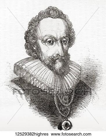 Stock Photograph - William Alexander, 1st Earl of Stirling, c. 1567 -1640. Scottish courtier and poet who was involved in the Scottish colonisation of Habitation at Port-Royal, Nova Scotia and Long Island, New York. From Old England: A Pictorial Museum, published 1847.. Fotosearch