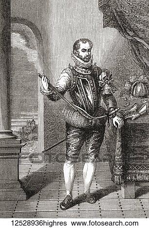 Stock Photograph - William I, Prince of Orange, 1533 1584, aka William the Silent, William the Taciturn and William of Orange. Main leader of the Dutch revolt against the Spanish Habsburgs that sparked the Eighty Years' War. From Ward and Lock's Illustrated History.... Fotosearch