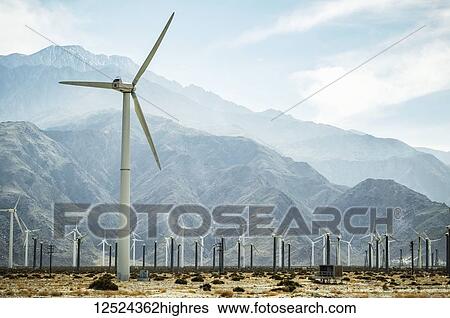 Stock Photograph - Wind farm just outside of Palm Springs; California, United States of America. Fotosearch