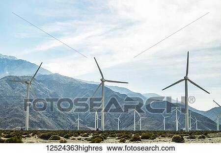 Stock Photograph - Wind farm just outside of Palm Springs; California, United States of America. Fotosearch