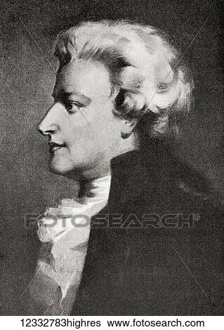 Stock Photograph - Wolfgang Amadeus Mozart, 1756 1791. Prolific and influential composer of the Classical era. From Hutchinson's History of the Nations, published 1915. Fotosearch