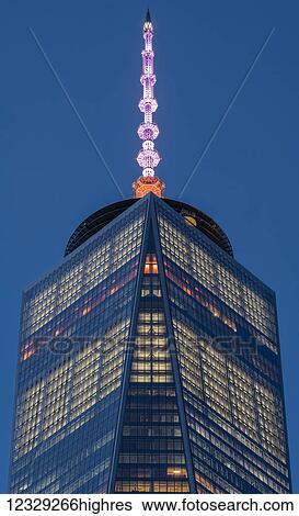 World Trade Center And Antenna At Twilight; New York City, New York, United States Of America View Large Photo Image Stock Photograph - World Trade Center And Antenna At Twilight; New York City, New York, United States Of America. Fotosearch