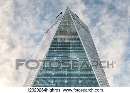 Stock Photograph - World Trade Center At Sunset; New York City, New York, United States Of America. Fotosearch