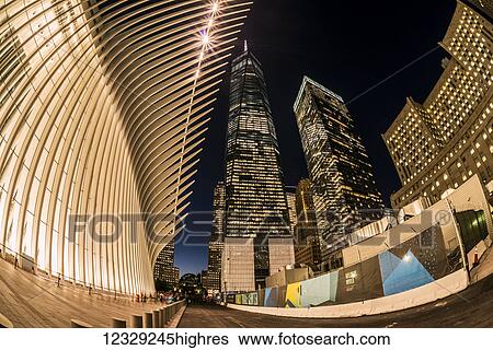 Stock Photograph - World Trade Center Near The Oculus; New York City, New York, United States Of America. Fotosearch