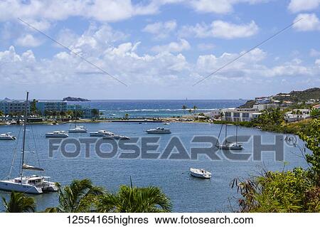 Stock Photograph - Yachts and boats in harbour of Marigot on St Maarten in the Caribbean; Marigot, Philipsburg, Sint Maarten. Fotosearch