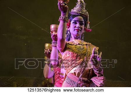 Young women performing the Blessing Dance in a Khmer classical dance performance; Siem Reap, Cambodia View Large Photo Image Stock Photograph - Young women performing the Blessing Dance in a Khmer classical dance performance; Siem Reap, Cambodia. Fotosearch