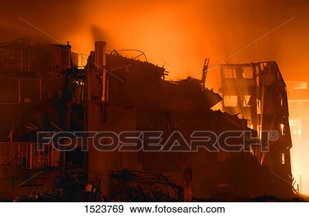 A building on fire View Large Photo Image Stock Photo - A building on fire. Fotosearch