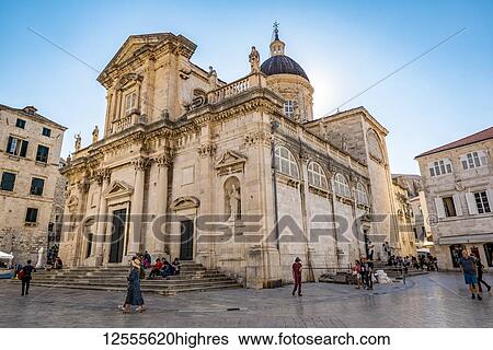 Stock Photograph - Assumption Cathedral; Dubrovnik, Dubrovnik-Neretva County, Croatia. Fotosearch