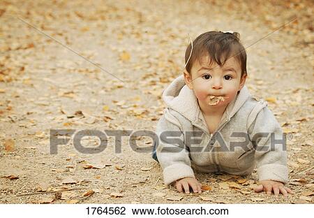 Baby crawls outside View Large Photo Image Stock Image - Baby crawls outside. Fotosearch