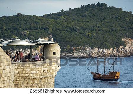 Stock Photograph - Bar on a turret in the City Walls; Dubrovnik, Dubrovnik-Neretva County, Croatia. Fotosearch