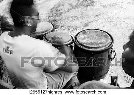 Black and white image of a Cuban drummer; Havana, Cuba View Large Photo Image Stock Photograph - Black and white image of a Cuban drummer; Havana, Cuba. Fotosearch