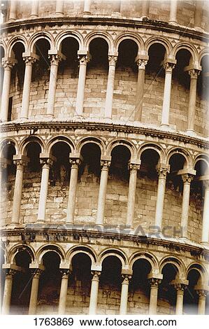 Stock Photo - Closeup of the Leaning Tower of Pisa Tuscany Italy. Fotosearch