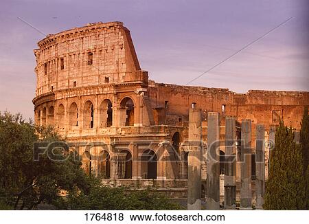 Stock Photo - Coliseum Facade Rome Italy Europe. Fotosearch