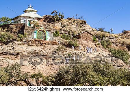 Stock Photograph - Dugem Selassie rock-cut church; Dugem, Tigray Region, Ethiopia. Fotosearch
