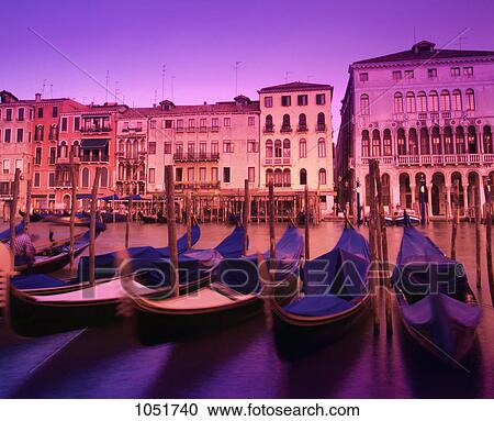Stock Image - Gondolas on the Grand Canal Venice Italy. Fotosearch