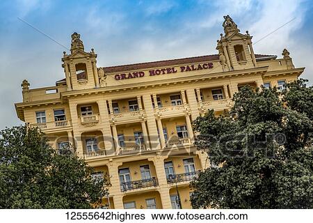 Stock Photograph - Grand Hotel Palace in The Lungomare; Opatija, Primorje-Gorski Kotar County, Croatia. Fotosearch
