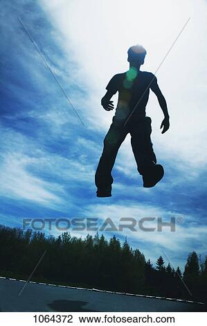 Stock Image - Jump on a trampoline. Fotosearch