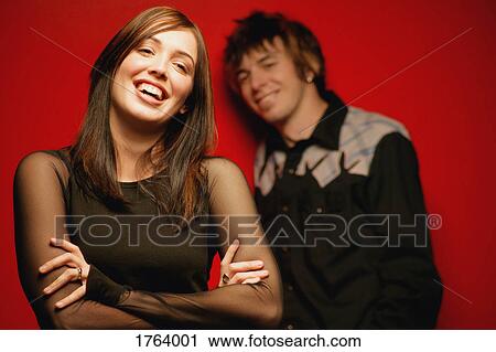 Stock Image - Man looks at woman. Fotosearch