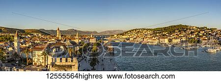 Panoramic view of the historical city of Trogir from Kamerlengo Castle; Trogir, Croatia View Large Photo Image Stock Photograph - Panoramic view of the historical city of Trogir from Kamerlengo Castle; Trogir, Croatia. Fotosearch