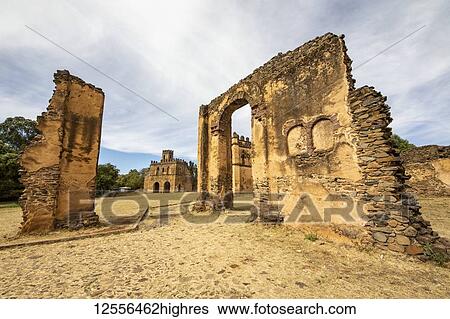 Stock Photograph - Ruins of Fasilides's auditorium, Fasil Ghebbi (Royal Enclosure); Gondar, Amhara Region, Ethiopia. Fotosearch